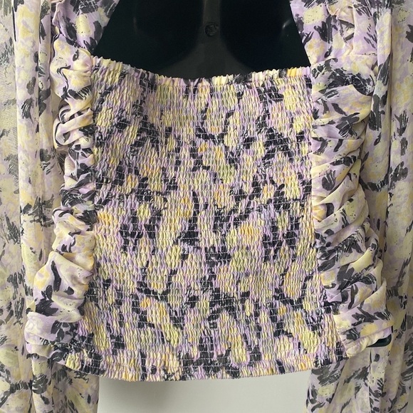 Free People Mabel Printed Lilac Combo Top Size Small - Picture 9 of 11